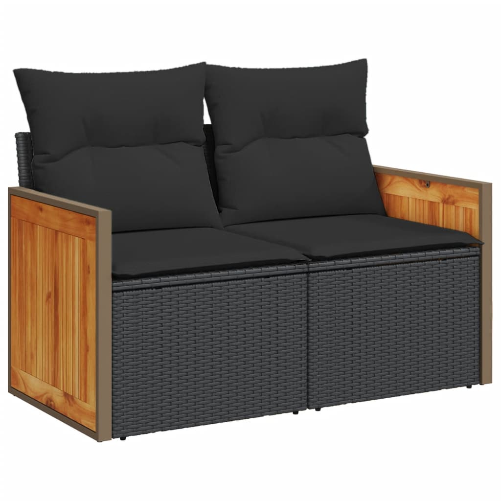 9-delige Loungeset met kussens poly rattan zwart is nu te koop bij PeponiXL, paradijselijk wonen!