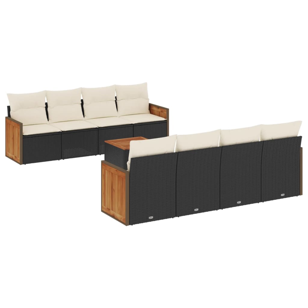 9-delige Loungeset met kussens poly rattan zwart is nu te koop bij PeponiXL, paradijselijk wonen!