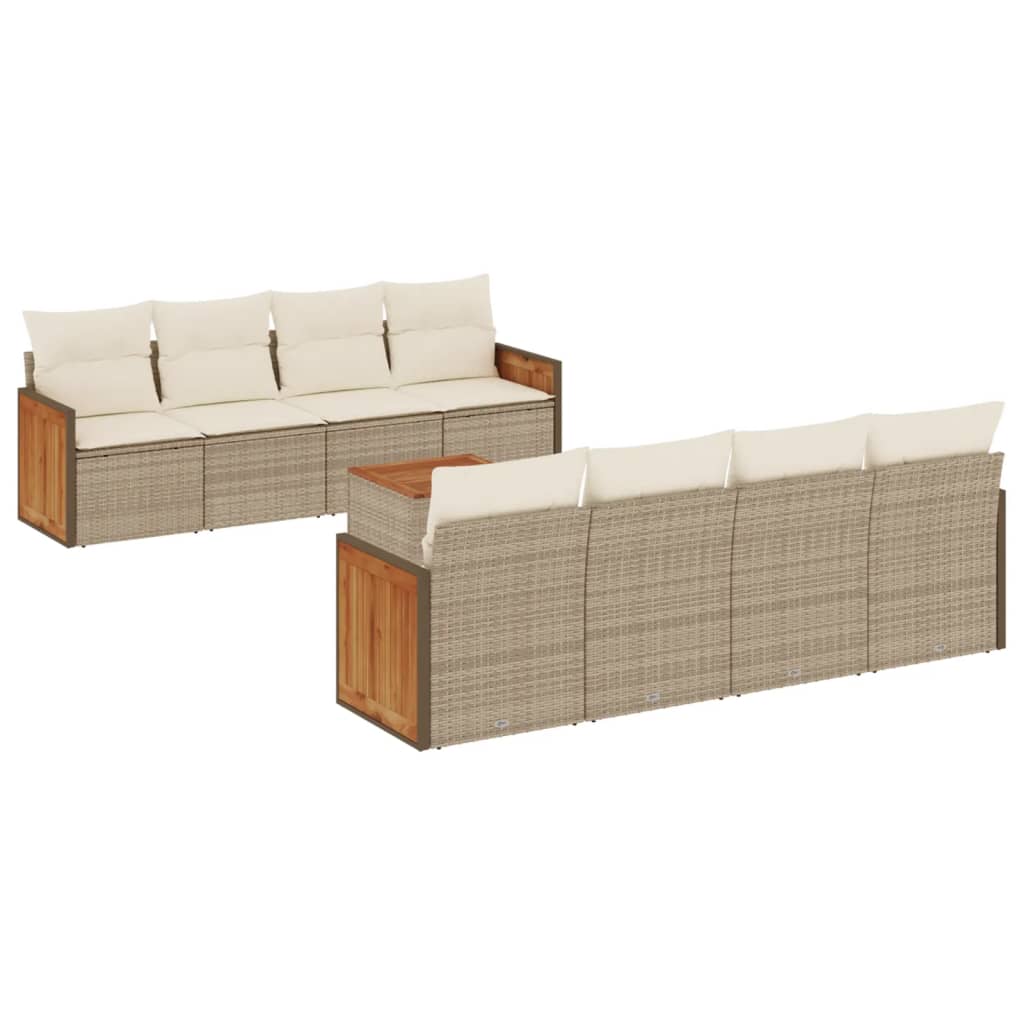 9-delige Loungeset met kussens poly rattan beige is nu te koop bij PeponiXL, paradijselijk wonen!