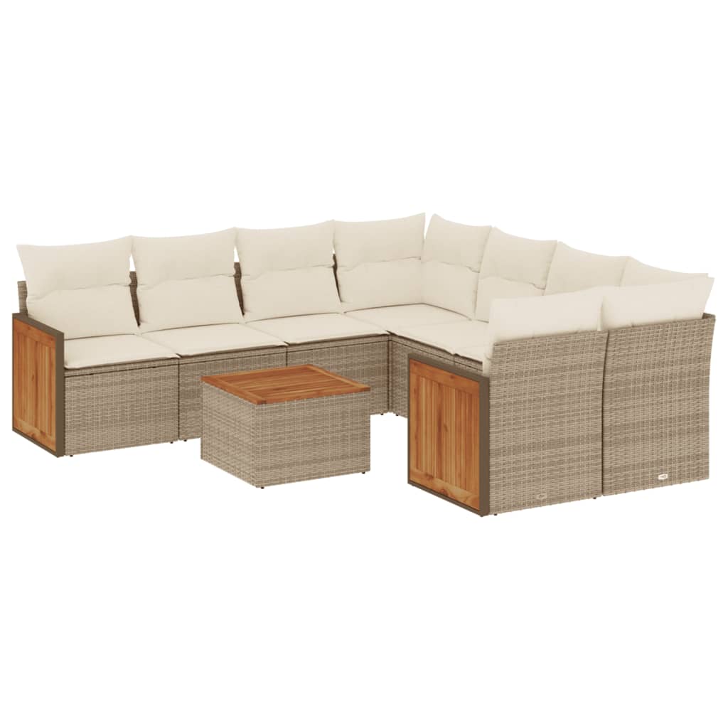 9-delige Loungeset met kussens poly rattan beige is nu te koop bij PeponiXL, paradijselijk wonen!
