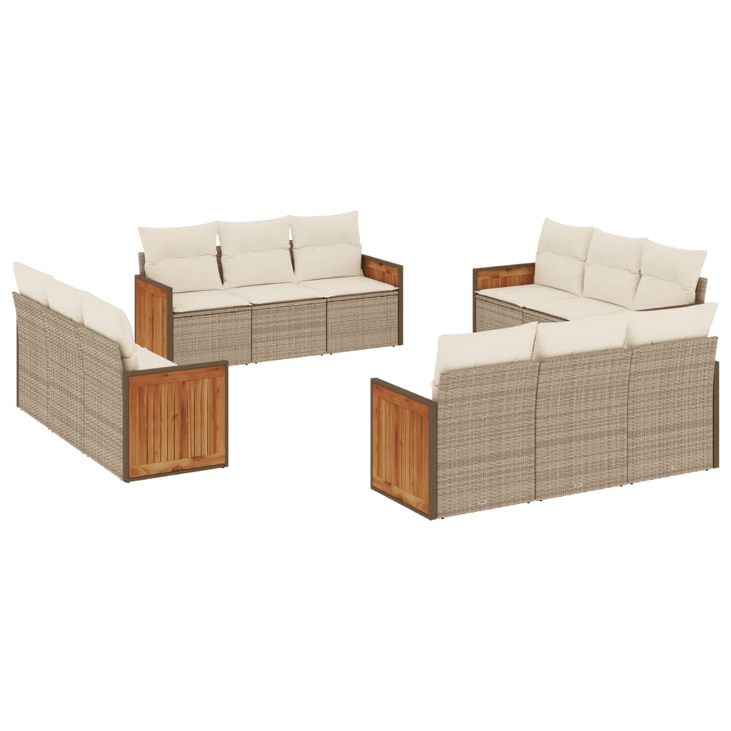 12-delige Loungeset met kussens poly rattan beige is nu te koop bij PeponiXL, paradijselijk wonen!