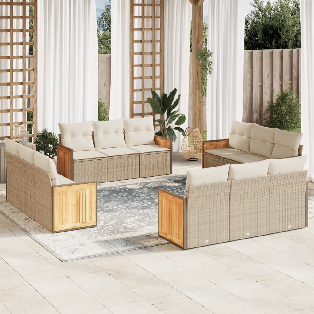 12-delige Loungeset met kussens poly rattan beige is nu te koop bij PeponiXL, paradijselijk wonen!