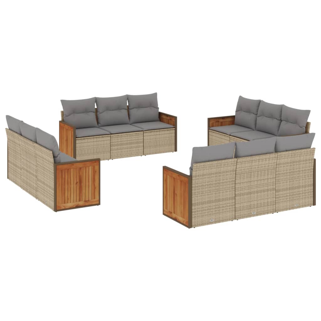 12-delige Loungeset met kussens poly rattan beige is nu te koop bij PeponiXL, paradijselijk wonen!
