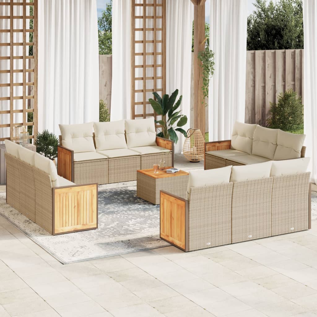 13-delige Loungeset met kussens poly rattan beige is nu te koop bij PeponiXL, paradijselijk wonen!