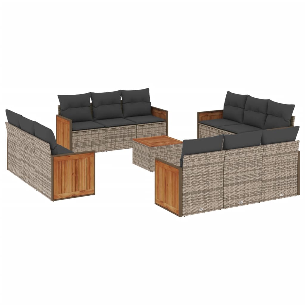13-delige Loungeset met kussens poly rattan grijs is nu te koop bij PeponiXL, paradijselijk wonen!