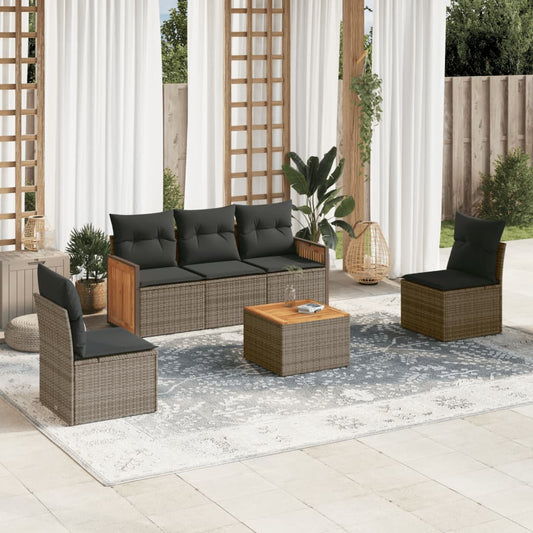 6-delige Loungeset met kussens poly rattan grijs is nu te koop bij PeponiXL, paradijselijk wonen!