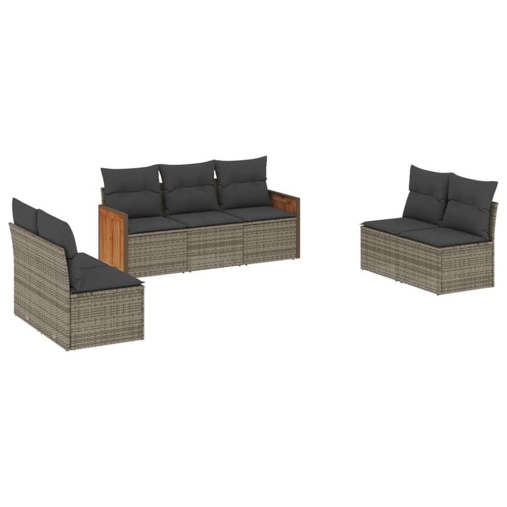 7-delige Loungeset met kussens poly rattan grijs is nu te koop bij PeponiXL, paradijselijk wonen!