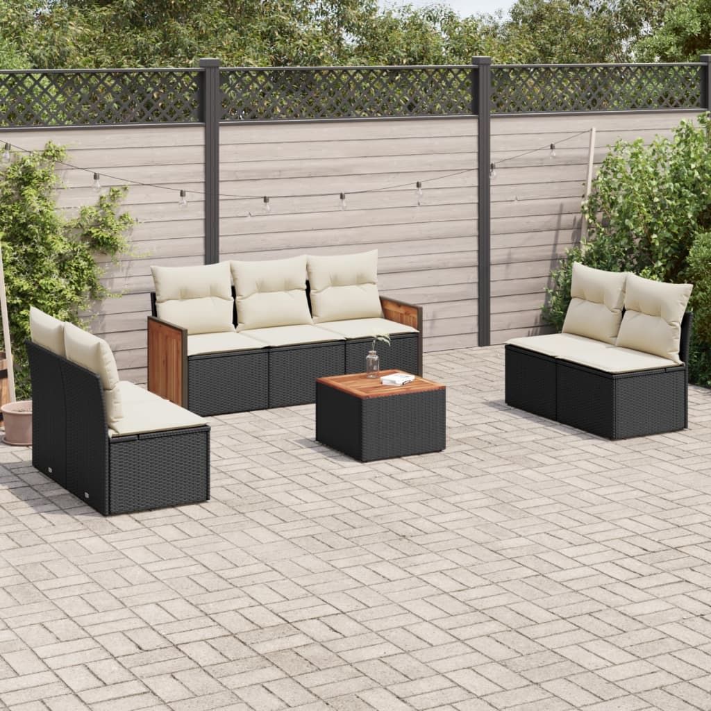 8-delige Loungeset met kussens poly rattan zwart is nu te koop bij PeponiXL, paradijselijk wonen!