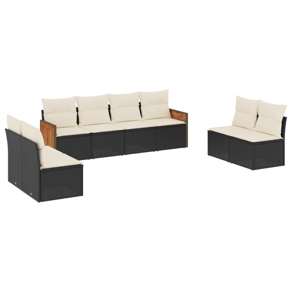 8-delige Loungeset met kussens poly rattan zwart is nu te koop bij PeponiXL, paradijselijk wonen!