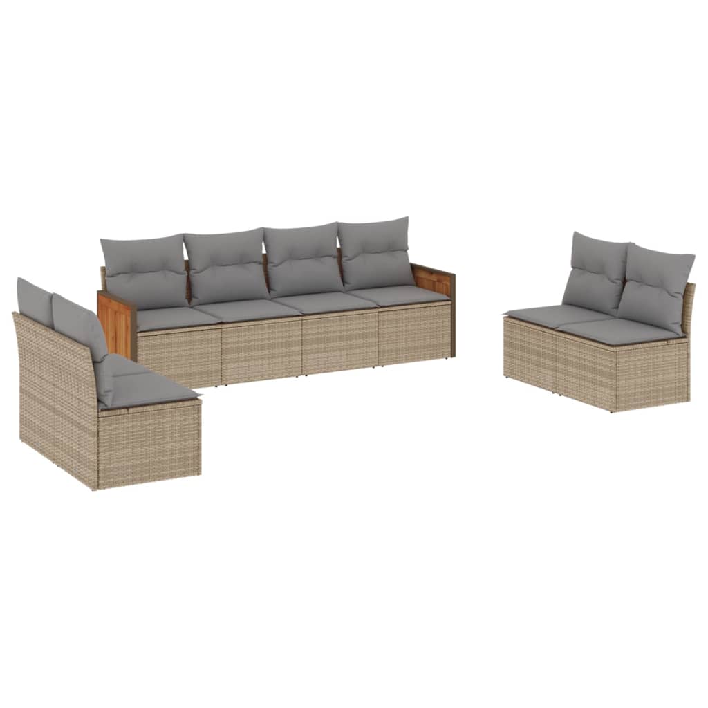 8-delige Loungeset met kussens poly rattan beige is nu te koop bij PeponiXL, paradijselijk wonen!