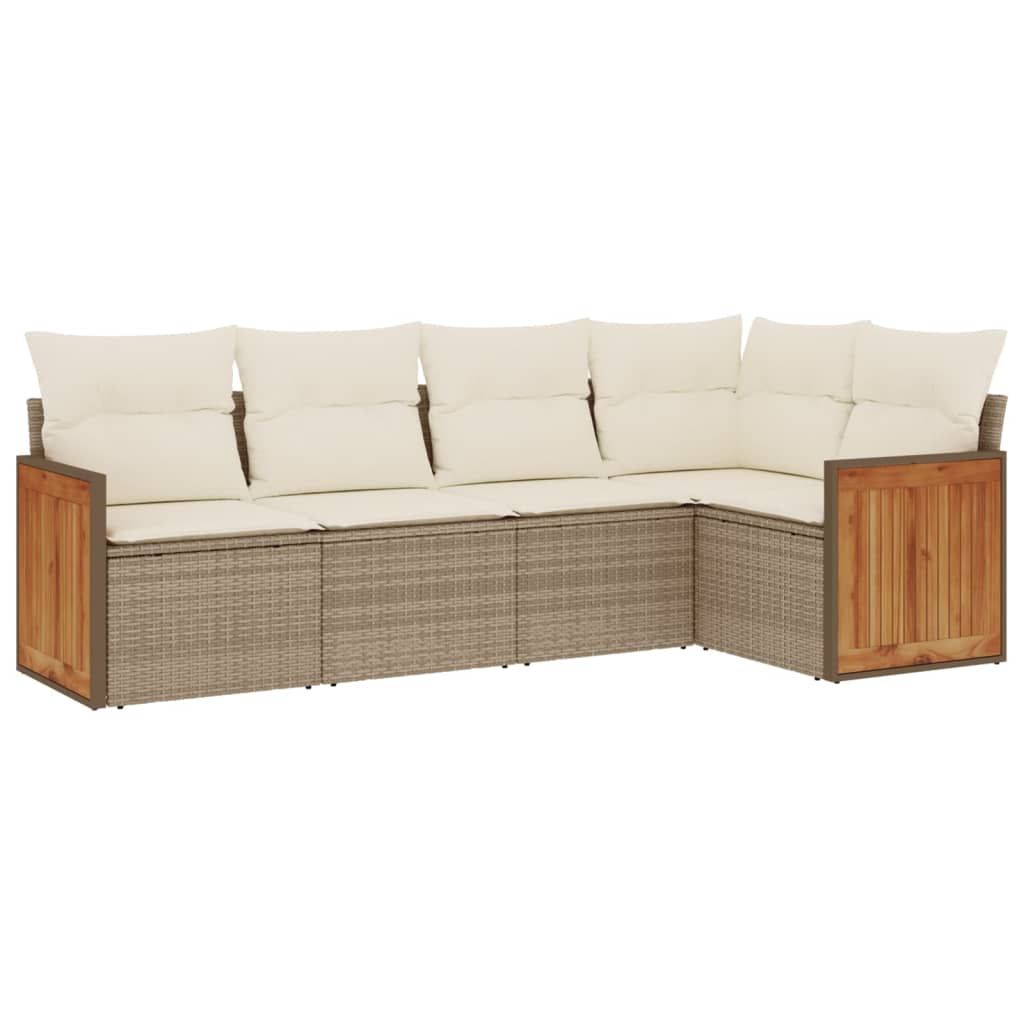 5-delige Loungeset met kussens poly rattan beige is nu te koop bij PeponiXL, paradijselijk wonen!