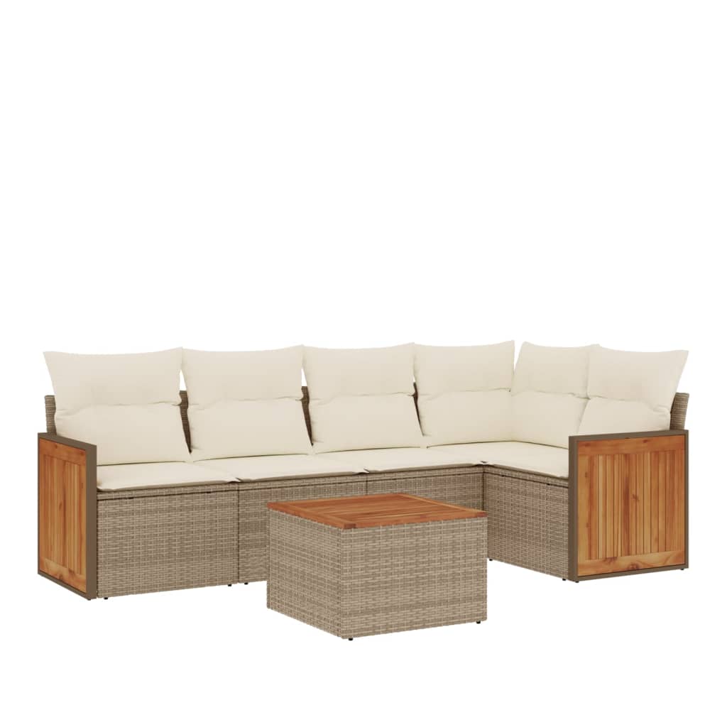 6-delige Loungeset met kussens poly rattan beige is nu te koop bij PeponiXL, paradijselijk wonen!