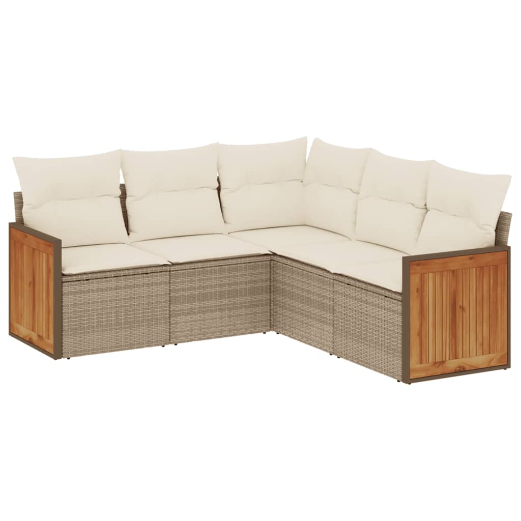 5-delige Loungeset met kussens poly rattan beige is nu te koop bij PeponiXL, paradijselijk wonen!