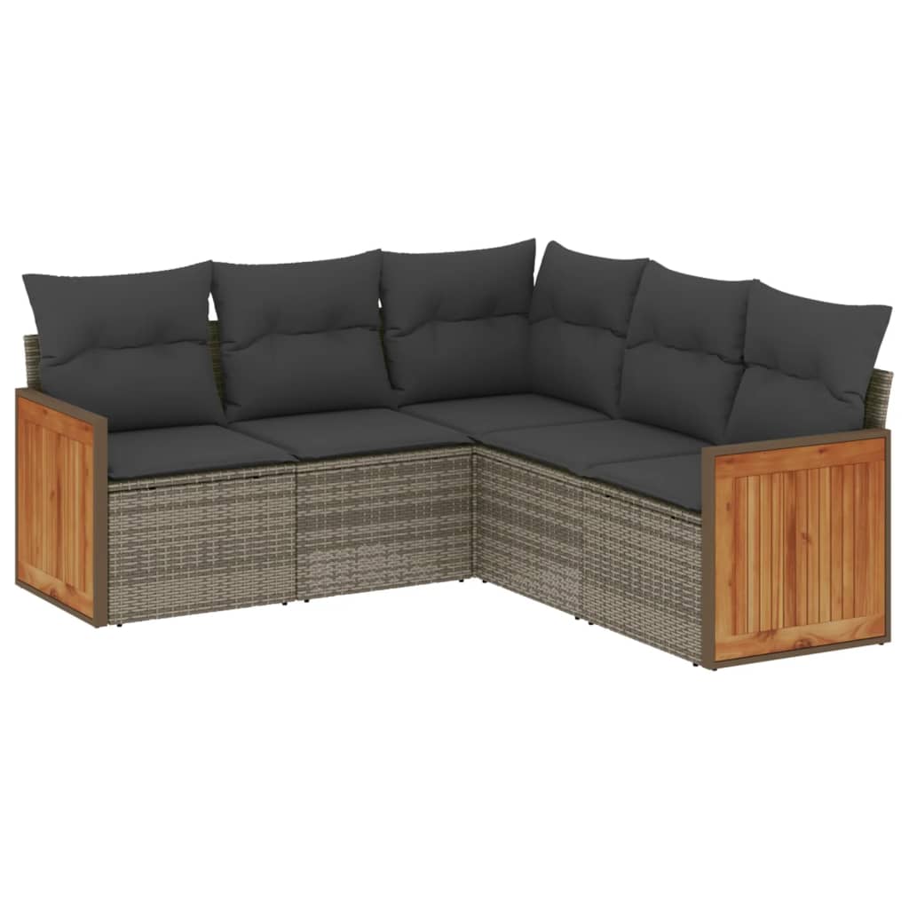 5-delige Loungeset met kussens poly rattan grijs is nu te koop bij PeponiXL, paradijselijk wonen!