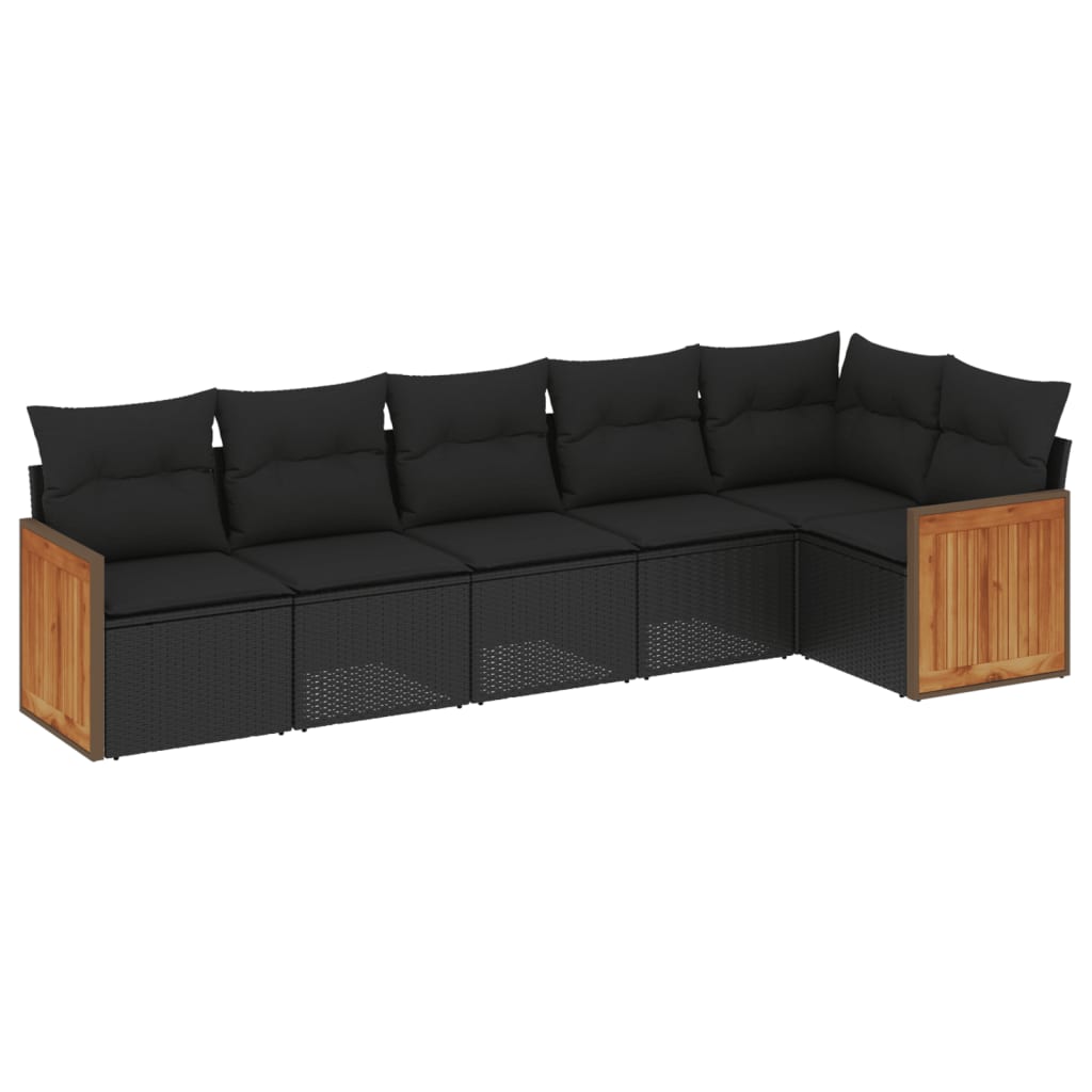 6-delige Loungeset met kussens poly rattan zwart is nu te koop bij PeponiXL, paradijselijk wonen!