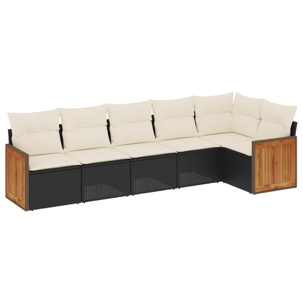 6-delige Loungeset met kussens poly rattan zwart is nu te koop bij PeponiXL, paradijselijk wonen!