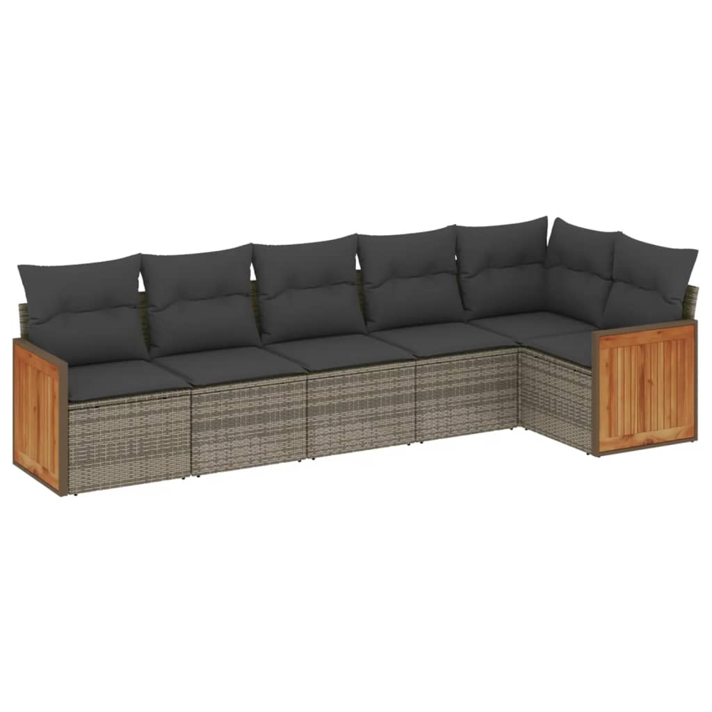 6-delige Loungeset met kussens poly rattan grijs is nu te koop bij PeponiXL, paradijselijk wonen!