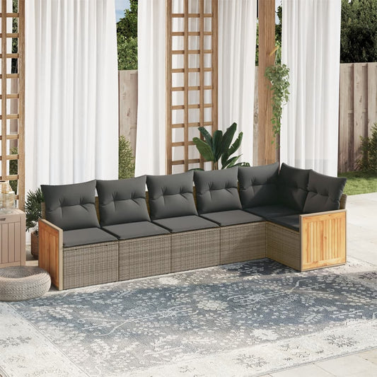 6-delige Loungeset met kussens poly rattan grijs is nu te koop bij PeponiXL, paradijselijk wonen!