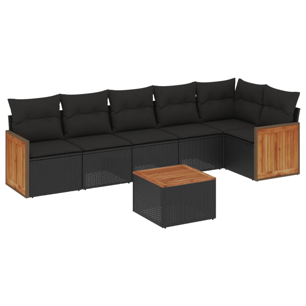 7-delige Loungeset met kussens poly rattan zwart is nu te koop bij PeponiXL, paradijselijk wonen!