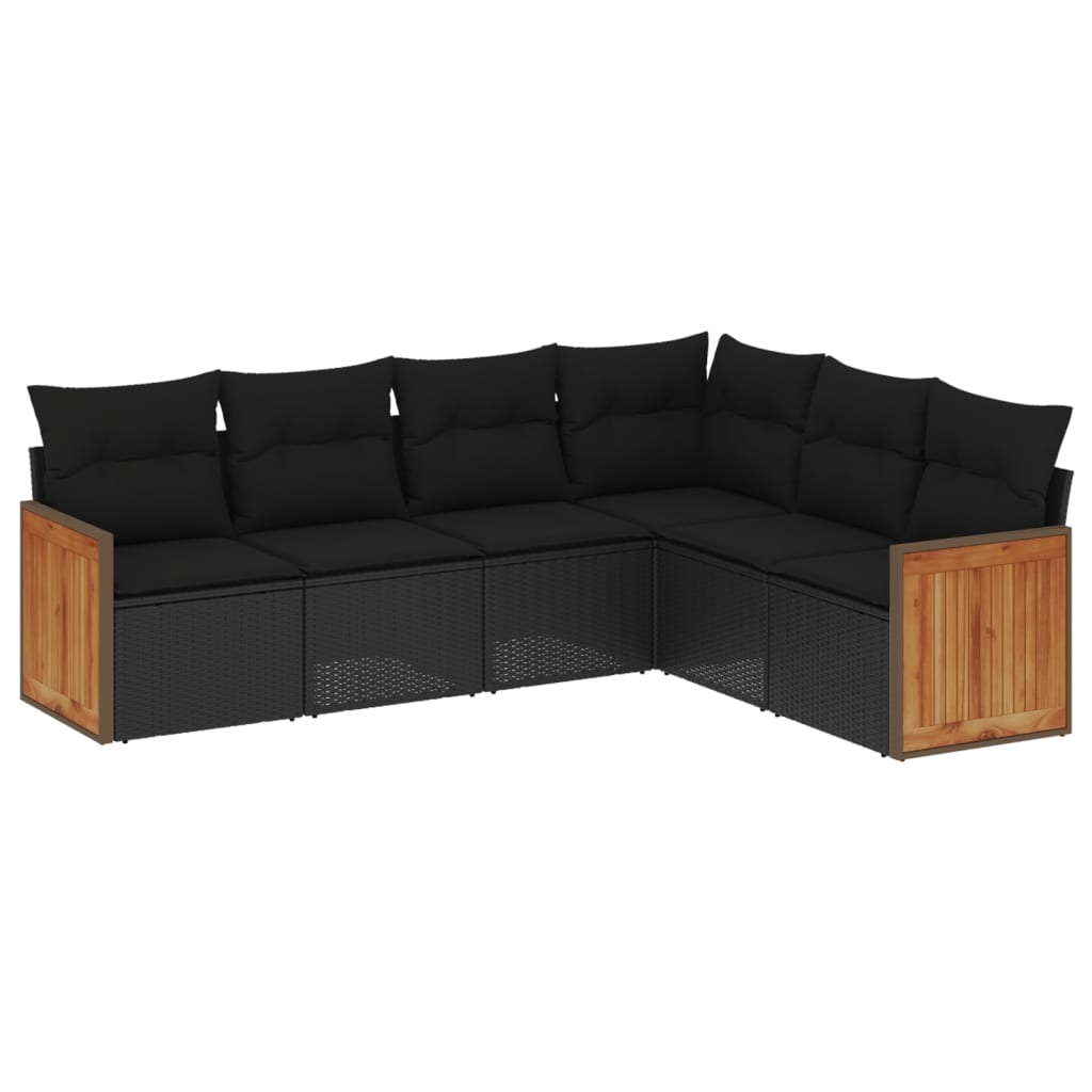 6-delige Loungeset met kussens poly rattan zwart is nu te koop bij PeponiXL, paradijselijk wonen!