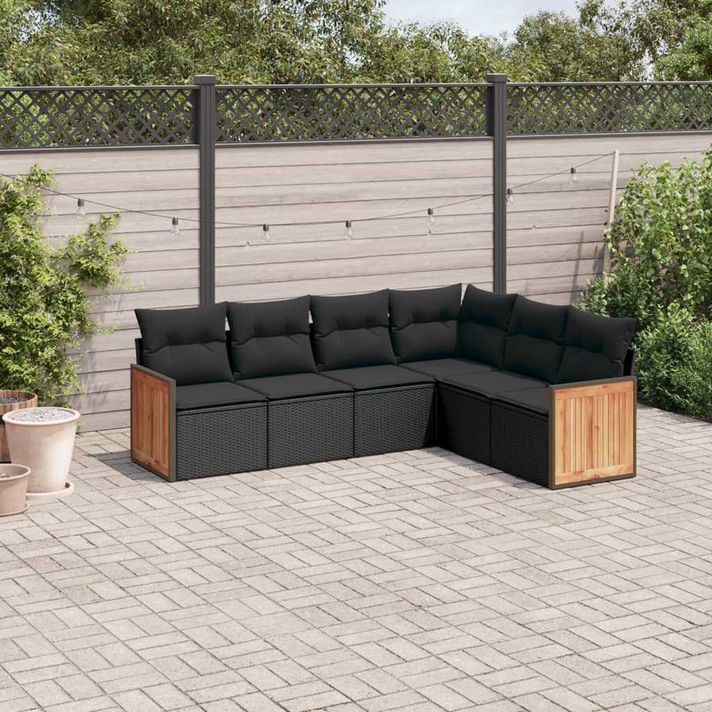 6-delige Loungeset met kussens poly rattan zwart is nu te koop bij PeponiXL, paradijselijk wonen!