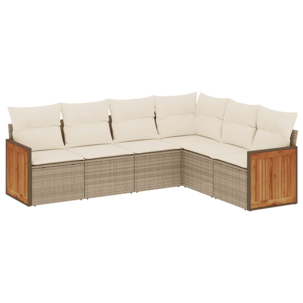 6-delige Loungeset met kussens poly rattan beige is nu te koop bij PeponiXL, paradijselijk wonen!
