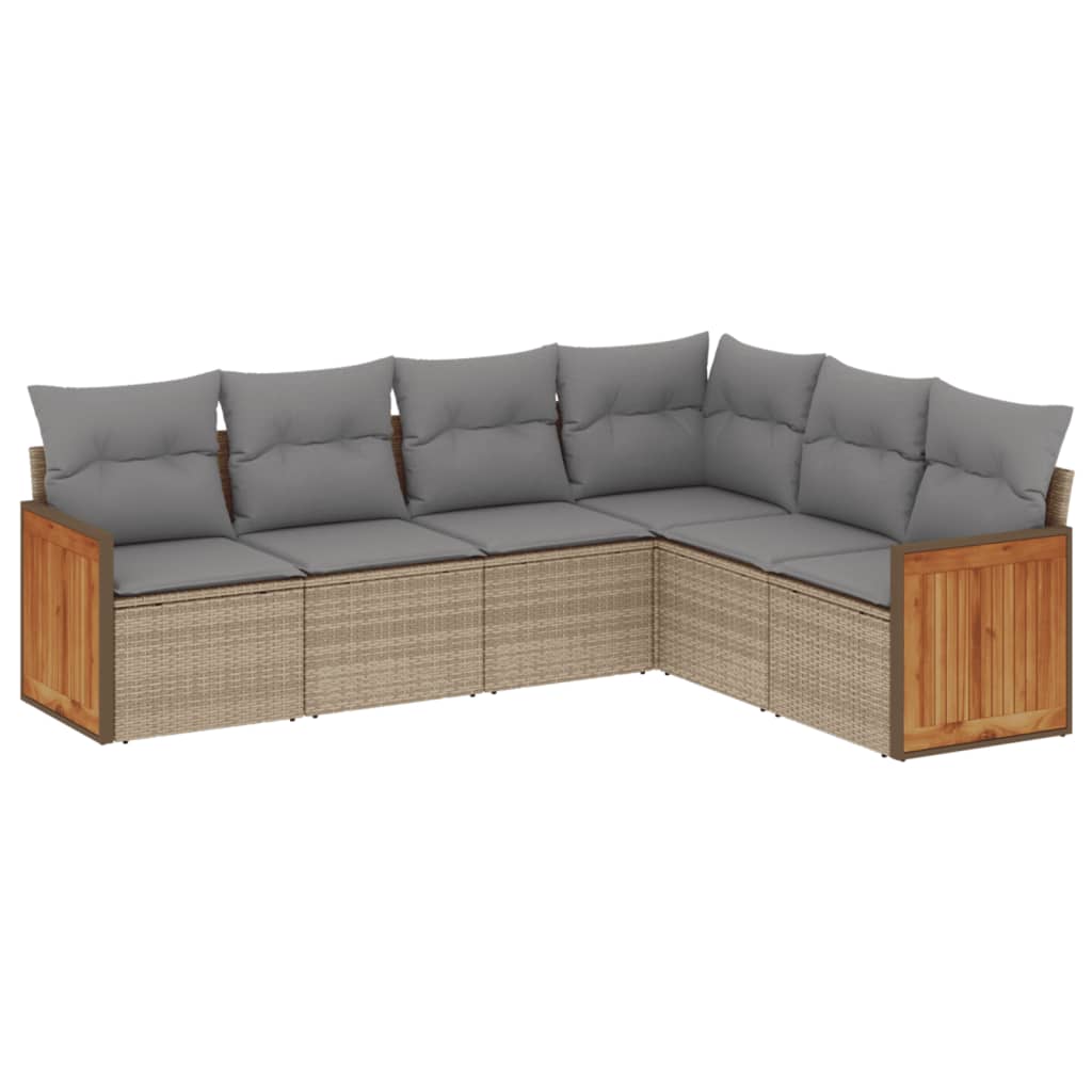 6-delige Loungeset met kussens poly rattan beige is nu te koop bij PeponiXL, paradijselijk wonen!