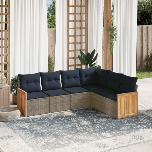 6-delige tuinbankset met kussens, grijs polyrotan is nu te koop bij PeponiXL, paradijselijk wonen!