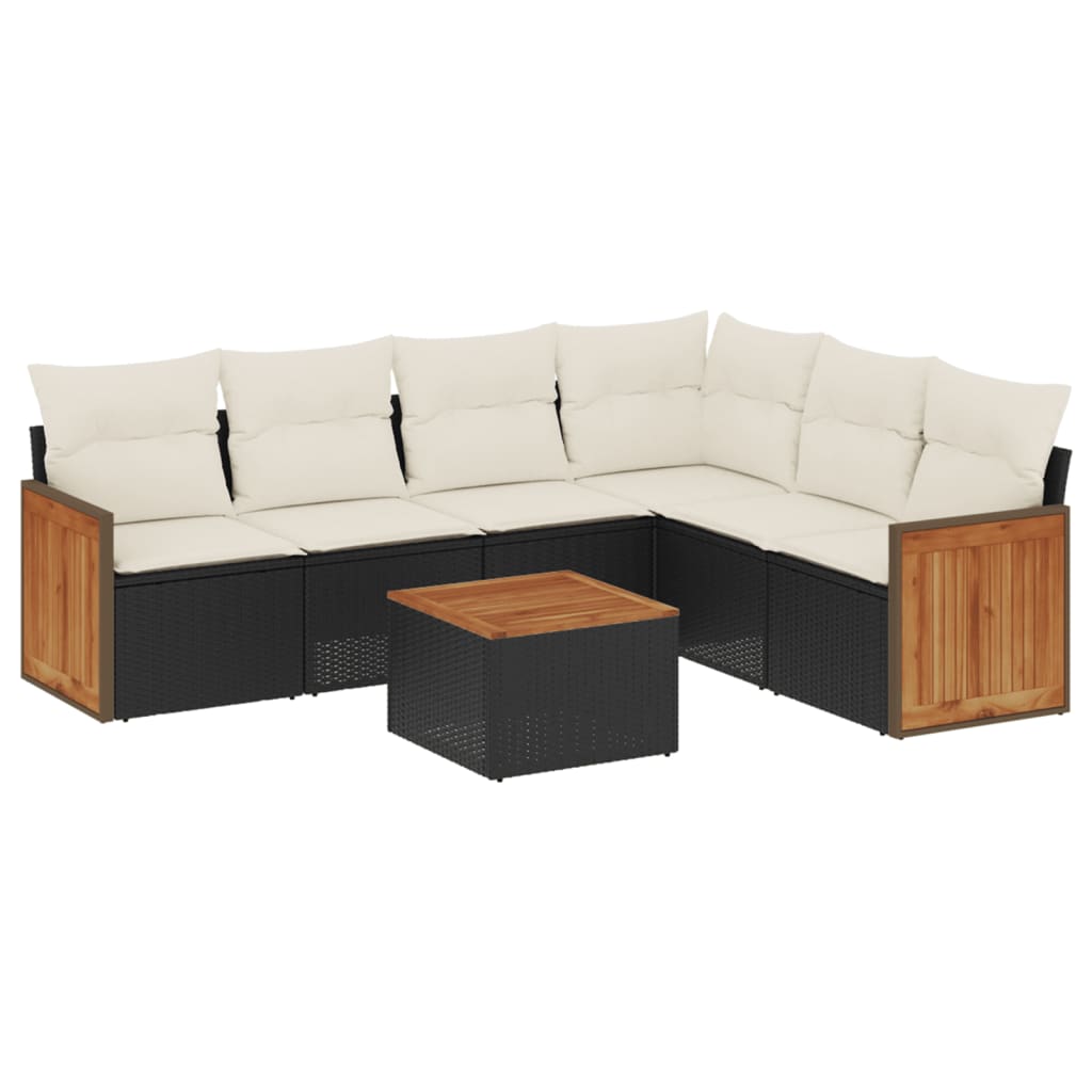 7-delige Loungeset met kussens poly rattan zwart is nu te koop bij PeponiXL, paradijselijk wonen!