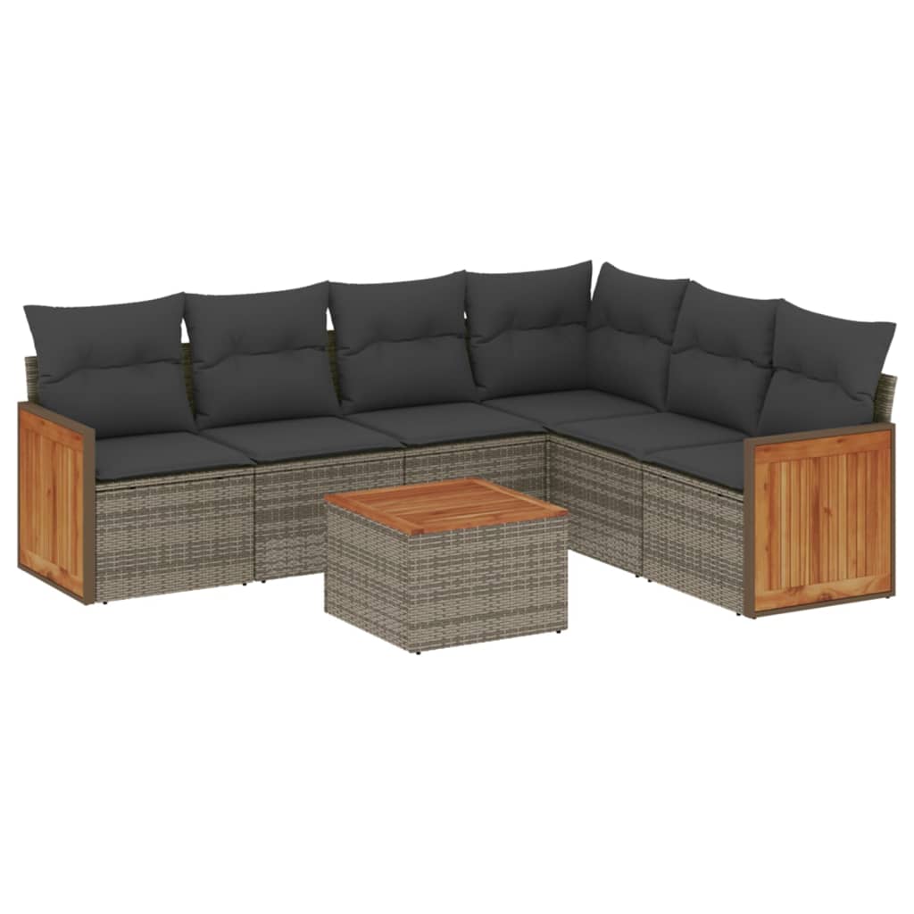 7-delige Loungeset met kussens poly rattan grijs is nu te koop bij PeponiXL, paradijselijk wonen!