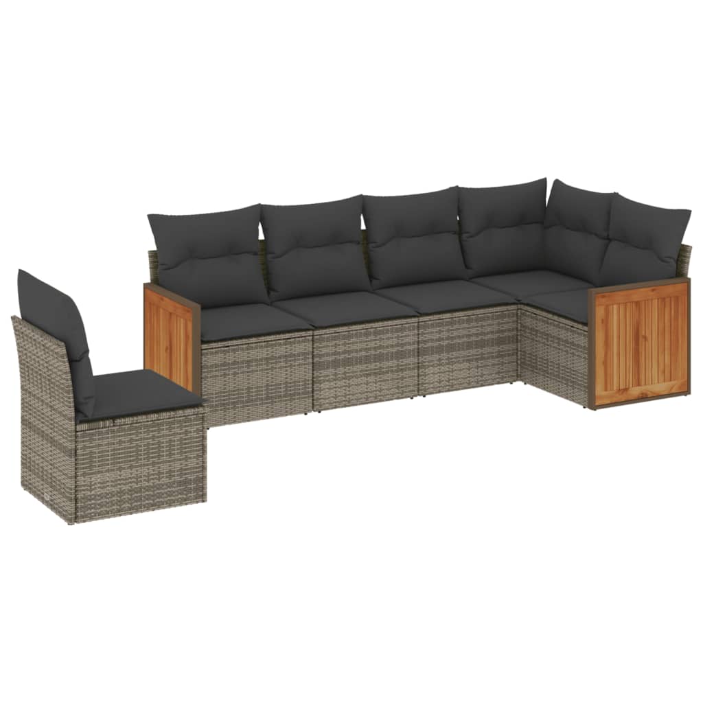 6-delige Loungeset met kussens poly rattan grijs is nu te koop bij PeponiXL, paradijselijk wonen!