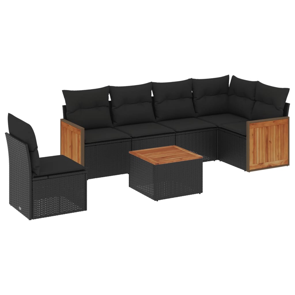 7-delige Loungeset met kussens poly rattan zwart is nu te koop bij PeponiXL, paradijselijk wonen!
