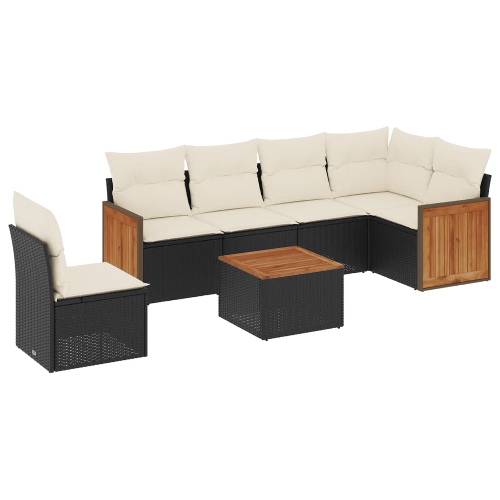 7-delige Loungeset met kussens poly rattan zwart is nu te koop bij PeponiXL, paradijselijk wonen!