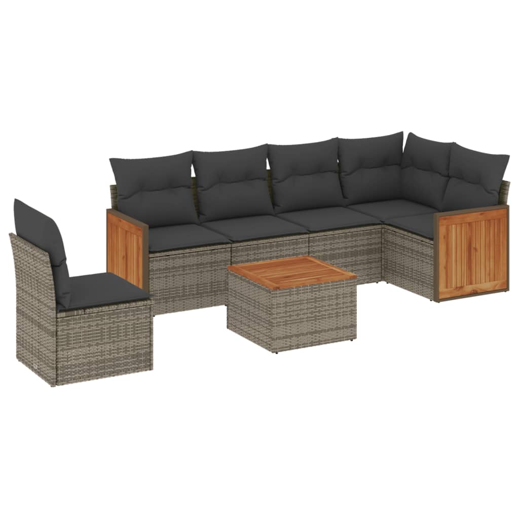 7-delige Loungeset met kussens poly rattan grijs is nu te koop bij PeponiXL, paradijselijk wonen!