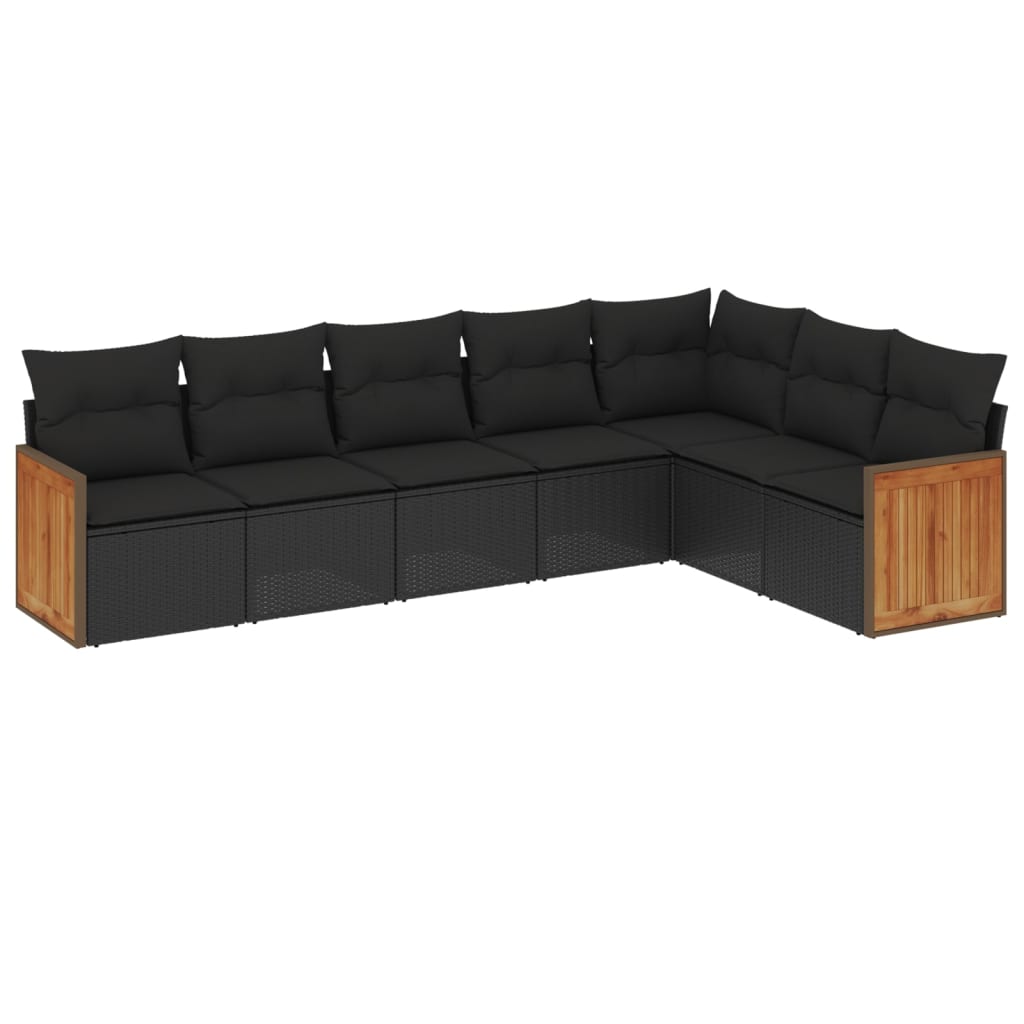 7-delige Loungeset met kussens poly rattan zwart is nu te koop bij PeponiXL, paradijselijk wonen!