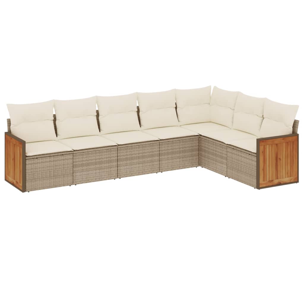 7-delige Loungeset met kussens poly rattan beige is nu te koop bij PeponiXL, paradijselijk wonen!
