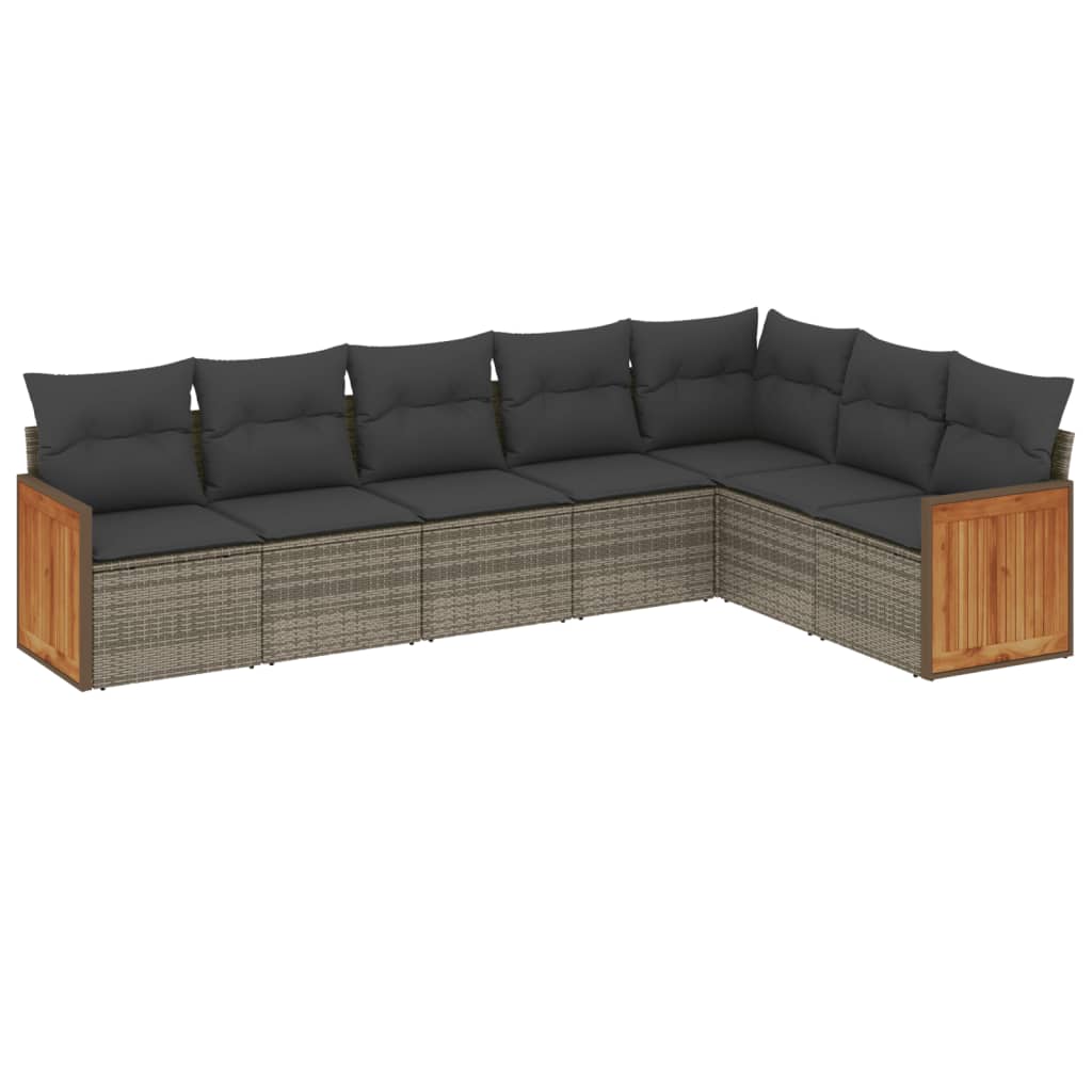 7-delige Loungeset met kussens poly rattan grijs is nu te koop bij PeponiXL, paradijselijk wonen!