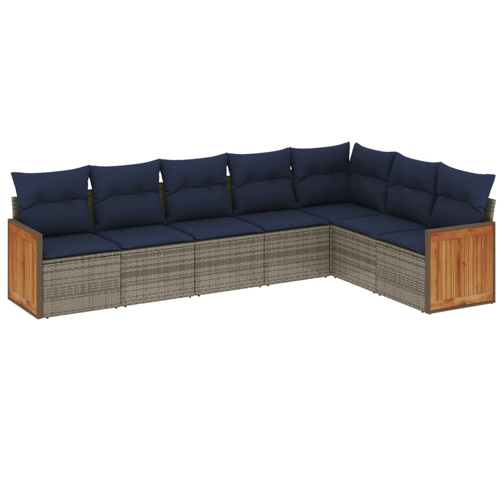 7-delige tuinbankset met kussens, grijs polyrotan is nu te koop bij PeponiXL, paradijselijk wonen!