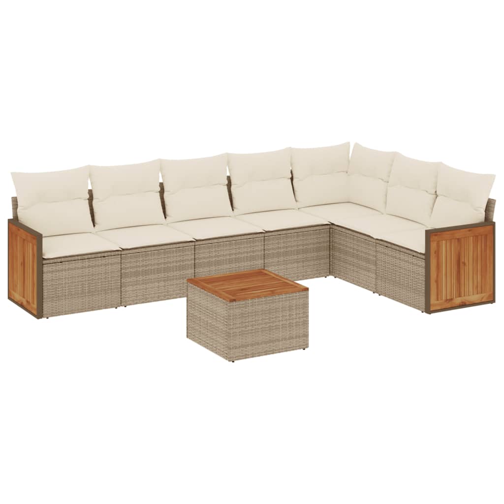 8-delige Loungeset met kussens poly rattan beige is nu te koop bij PeponiXL, paradijselijk wonen!