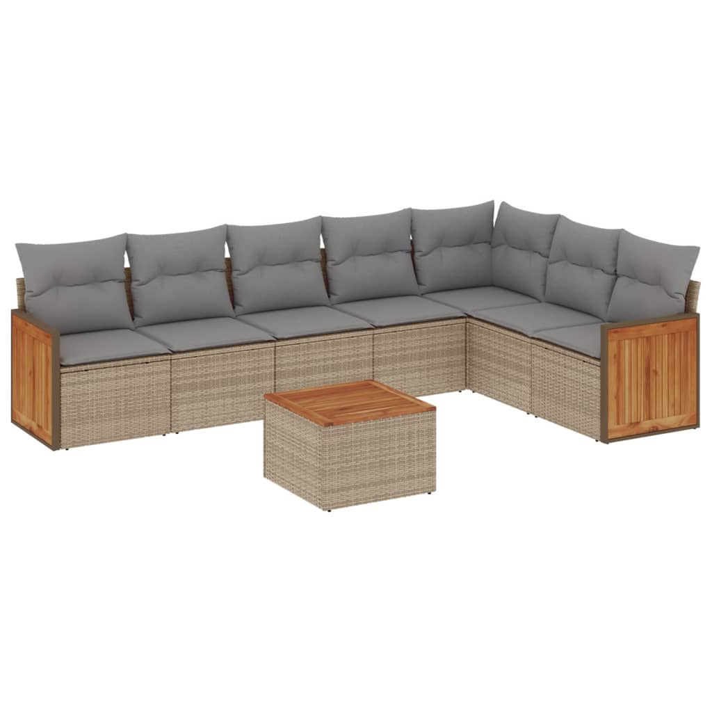 8-delige Loungeset met kussens poly rattan beige is nu te koop bij PeponiXL, paradijselijk wonen!