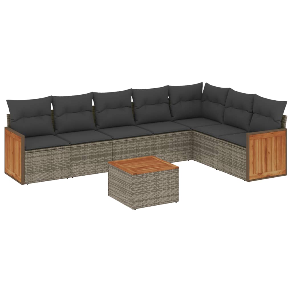 8-delige Loungeset met kussens poly rattan grijs is nu te koop bij PeponiXL, paradijselijk wonen!
