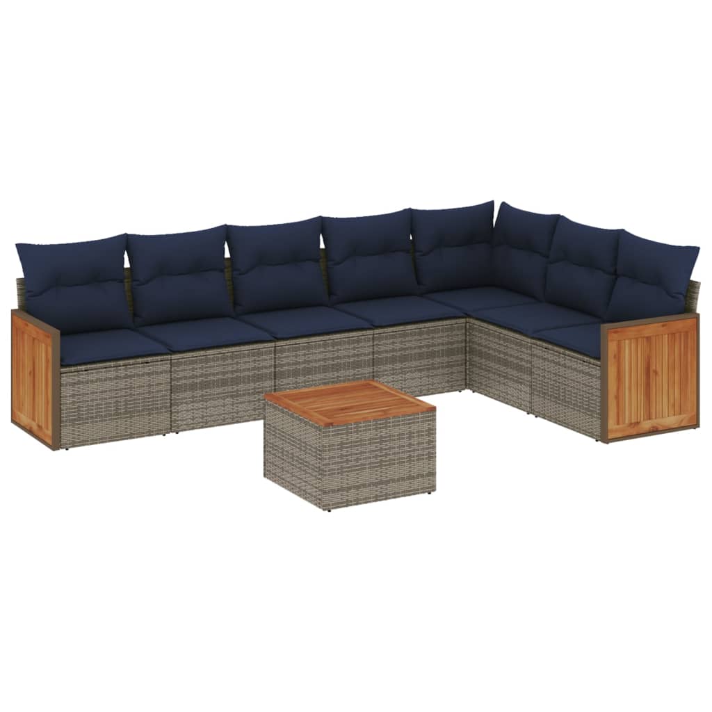 8-delige tuinbankset met kussens, grijs polyrotan is nu te koop bij PeponiXL, paradijselijk wonen!