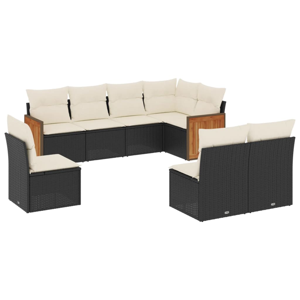 8-delige Loungeset met kussens poly rattan zwart is nu te koop bij PeponiXL, paradijselijk wonen!