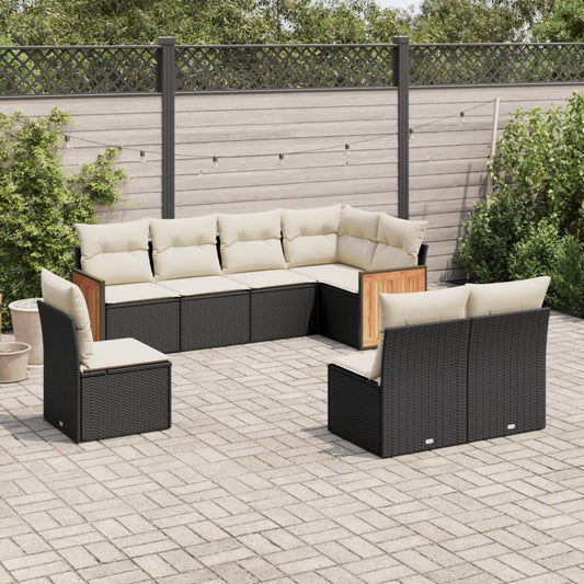 8-delige Loungeset met kussens poly rattan zwart is nu te koop bij PeponiXL, paradijselijk wonen!