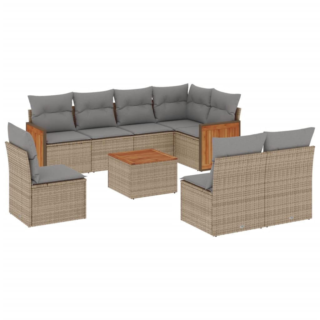 9-delige Loungeset met kussens poly rattan beige is nu te koop bij PeponiXL, paradijselijk wonen!