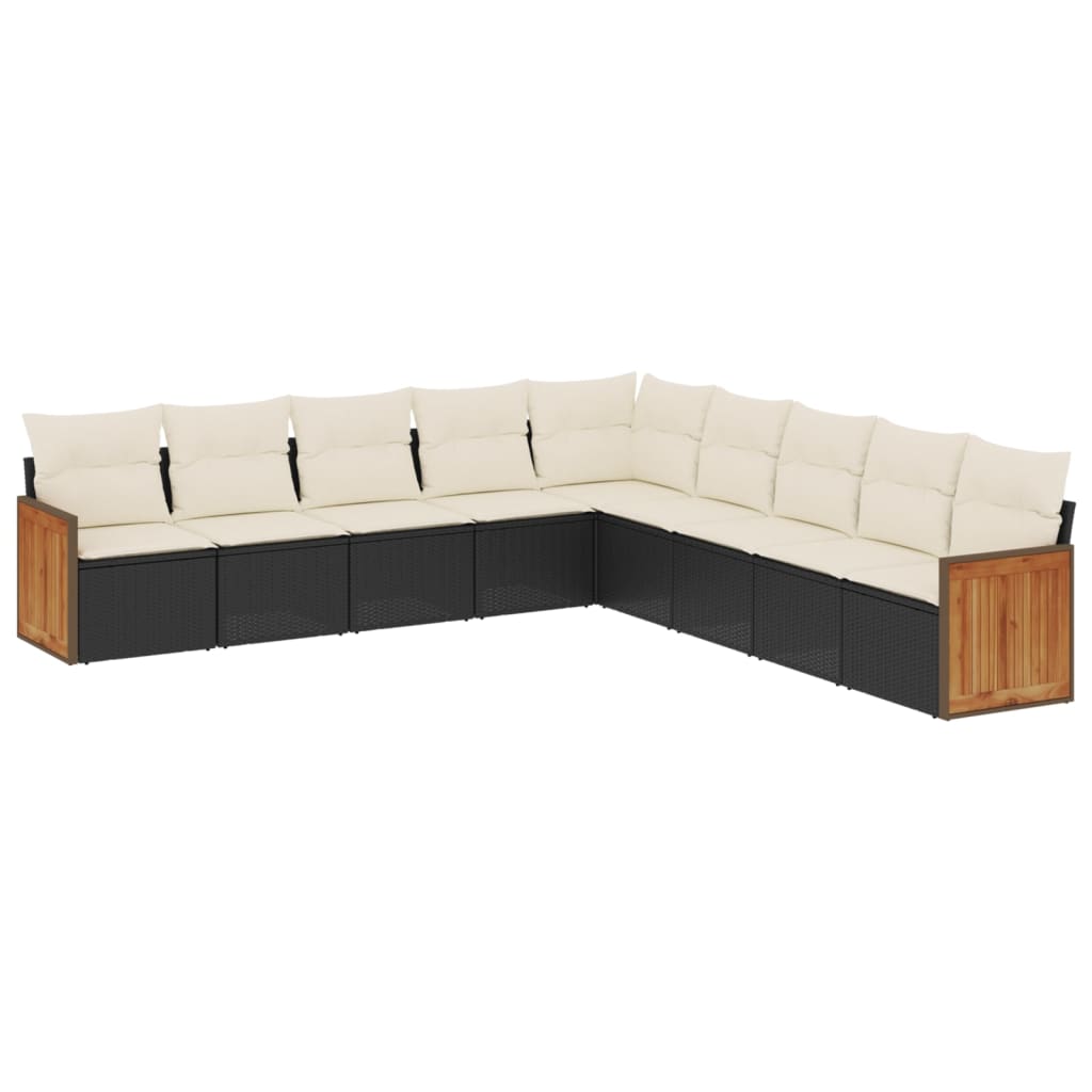 9-delige Loungeset met kussens poly rattan zwart is nu te koop bij PeponiXL, paradijselijk wonen!