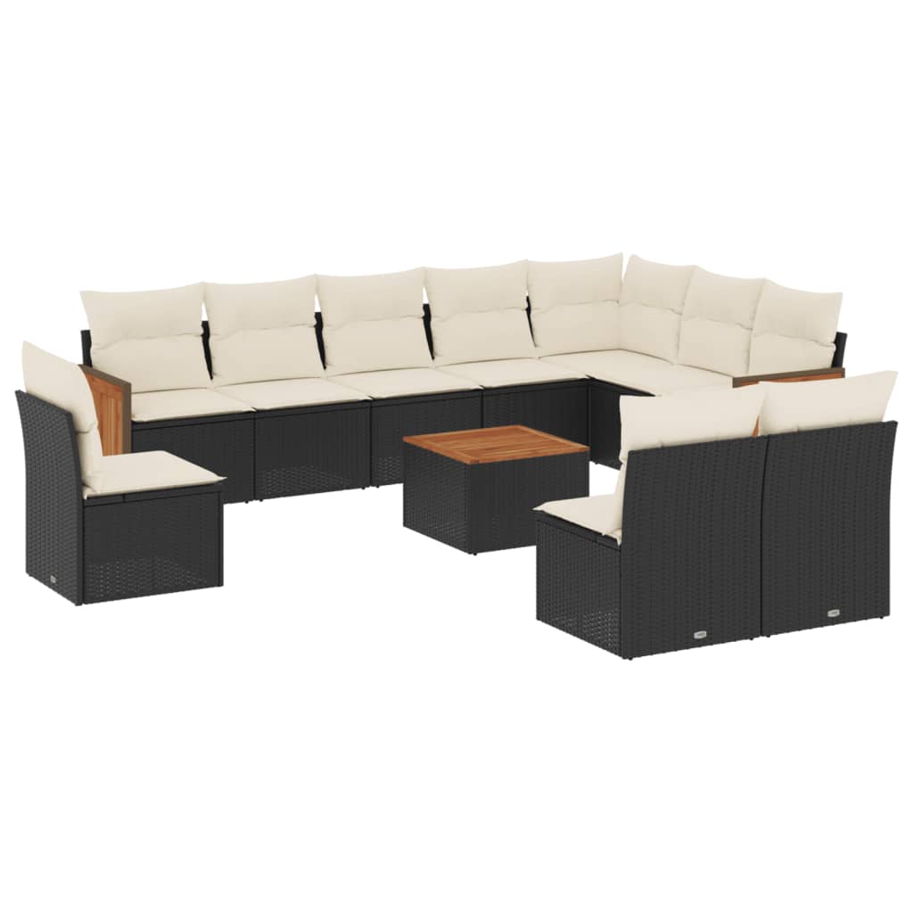 11-delige Loungeset met kussens poly rattan zwart is nu te koop bij PeponiXL, paradijselijk wonen!