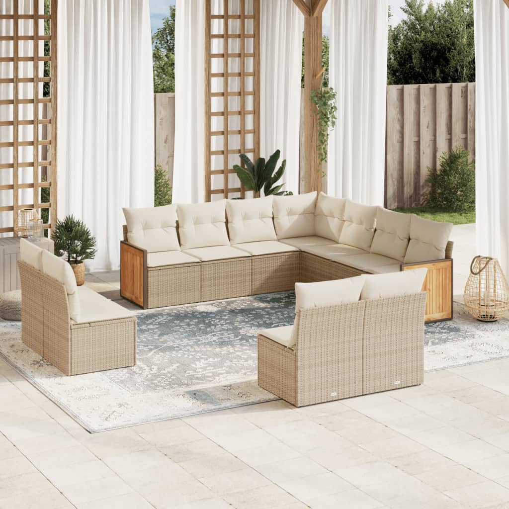 11-delige Tuinset met kussens poly rattan beige is nu te koop bij PeponiXL, paradijselijk wonen!
