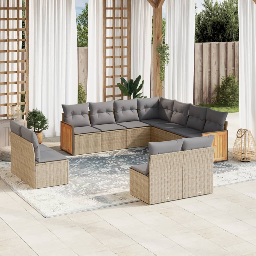 11-delige Tuinset met kussens poly rattan beige is nu te koop bij PeponiXL, paradijselijk wonen!