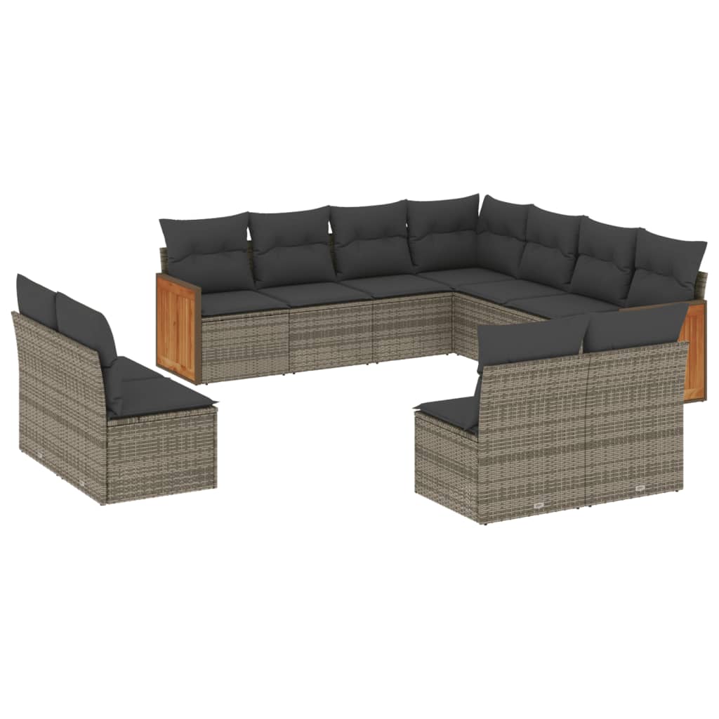 11-delige Loungeset met kussens poly rattan grijs is nu te koop bij PeponiXL, paradijselijk wonen!